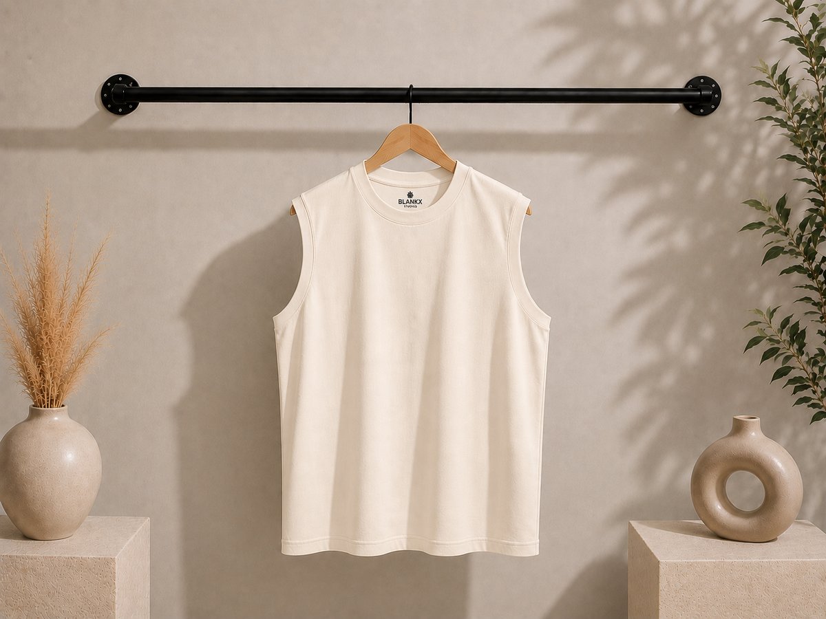 The Heavyweight Sleeveless Shirt — Cream/Coastline
